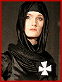 fashion model Franziska Scheffer poses in a black avant-garde Templar dress